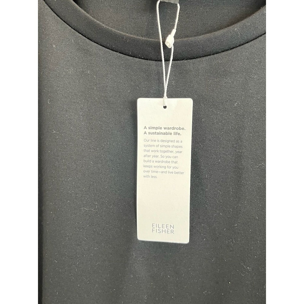 NWT EILEEN FISHER Lightweight Ponte Crew Neck Dress Sleeveless Midi Black XL - Picture 5 of 7